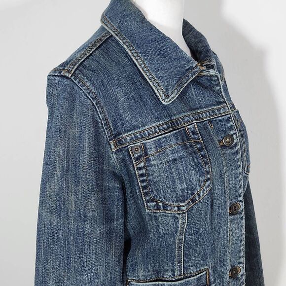 Loft Denim Trucker Jacket Size 8 LOFT Classic Jean Jacket - Picture 4 of 7
